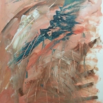 Abstract in roze, blauw en bruin