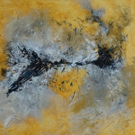 Abstract in geel, zwart en wit