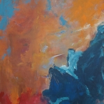 Abstract in blauw, oranje & rood