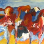 Koeien in roden, gelen en blauwen