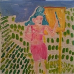 tegen een achtergrond van bladeren