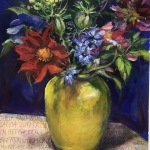 Tuinbloemen in het vaasje van Cees