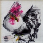 Haan sumi-e ( verkocht)