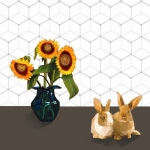Sunflower with rabbit #50