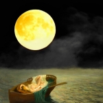 Dreaming figure in a boat #158