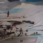 Sunset peaceful city on the white slip #82