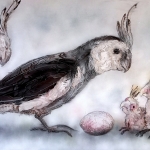 Valkparkieten met kuikens