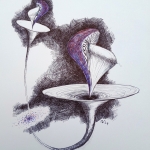 Mushroom in and out a BIC black and white hole