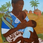 Afrikaanse zogende moeder met baby uit Nigeria