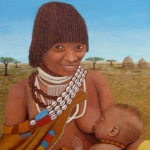 Afrikaanse moeder met kind van de Hamar stam in Ethiopië