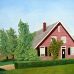 Schilderij van ouderlijke boerderij van mevr. Truus Kanters