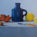 Citroenen met blauwe kan