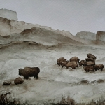 Bisons Yellowstone National Park, winter scene 3