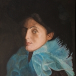 Vrouw met blauwe sjaal