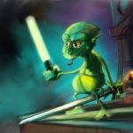 Alien met lichtzwaard