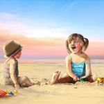 Kinderen op het strand