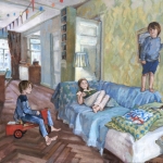 drie kinderen in woonkamer