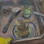 Afwasje met gele doekje