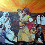 Bedoeïn dans in het avondrood