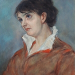 Portrait of a woman in a brown dress