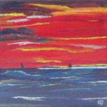 zee met ondergaande zon