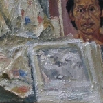 Studie (portret met krant en doeken)