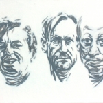 Selfportrait with parents at 65 #1