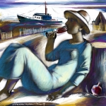 Girl with a glass wine