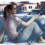 Girl with a sparrow.