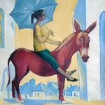 A girl on the burro