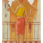 The girl with a bird