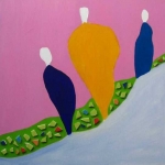 met z'n drieën aan de wandel