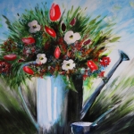 Gieter met bloemen