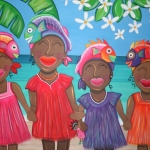 Antilliaanse kinderen aan het strand