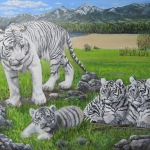 Witte tijger gezin