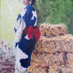 Vrouw in blauwe kimono