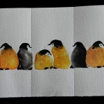 6-vouwkaart pinquins grijs geel