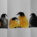 Pinquins geel-zwart vouwkaart