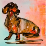 Hond, schilderij van een Teckel, figuur 01