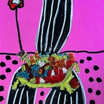 Flowers on a striped chair