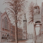 Agathakerk met de Pius en oude gemeentehuis.