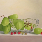 Witte druiven in glazen schaaltje