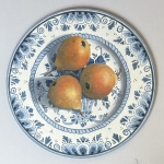 Delfts blauw bord met stoofpeertjes