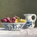 Blauwe en witte druiven met Delfts Blauw