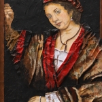 Jonge vrouw bij raam.