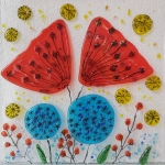 Oranje en blauwe bloemen