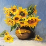 Zonnebloemen in vaas