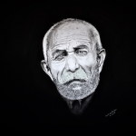 Oude man met baard en snor