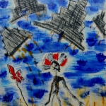 surrounded by dark skies