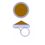 zilveren ring: houten kegel